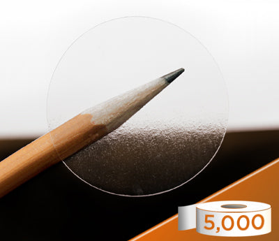 1-1/2" Crystal Clear Wafer Seals: 5,000/Roll - Pef. & Non-Perf.