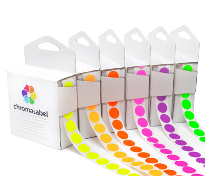 1/2" Permanent Round Color-Code Dot Variety Kit (Fluorescent), Inventory Labels: 6,000/Kit
