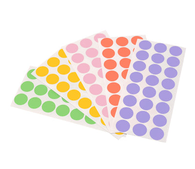 1/2" Permanent Round Color-Code Sheeted Dot Pack (Specialty): 1,200/Pack