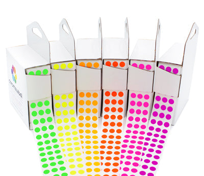 1/4" Permanent Round Color-Code Dot Variety Kit (Fluorescent), Inventory Labels: 6,000/Kit