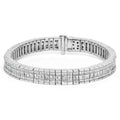 14K White Gold 7 7/8 Cttw Princess and Baguette Diamond Eternity Line Tennis Bracelet (G-H Color, SI1-SI2 Clarity) - 7" Inches