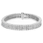 14K White Gold 7 7/8 Cttw Princess and Baguette Diamond Eternity Line Tennis Bracelet (G-H Color, SI1-SI2 Clarity) - 7" Inches