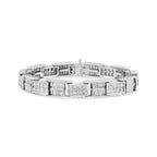 14K White Gold 10 5/8 Cttw Diamond Panel Link Bracelet  - 7" Inches