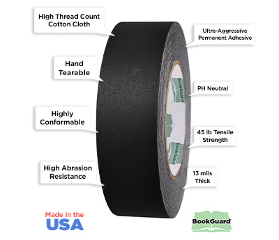 1-1/2" BookGuard™ Premium Cloth Book Binding Repair Tape: 30 yds - Black