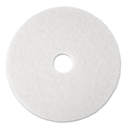 3M Low-Speed Super Polishing Floor Pads 4100, 20" Diameter, White, 5/Carton