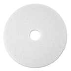 3M Low-Speed Super Polishing Floor Pads 4100, 13" Diameter, White, 5/Carton