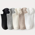 1/5 Pairs No Show Solid Socks, Simple & Breathable Unisex Boat Socks, Women's Stockings & Hosiery