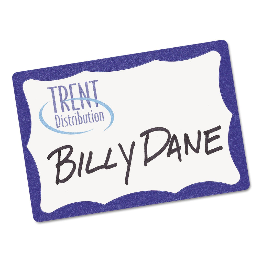 Avery Printable Adhesive Name Badges, 3.38 x 2.33, Blue Border, 100/Pack