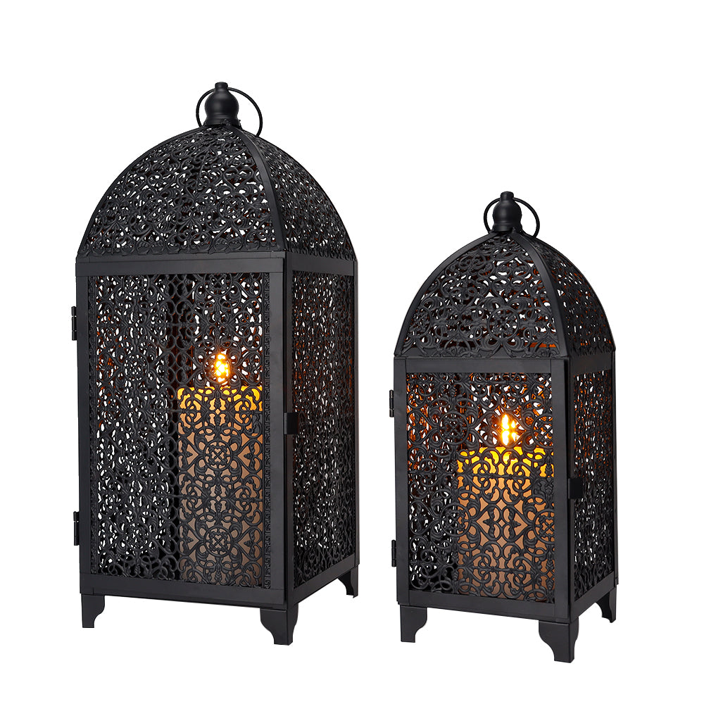 12''&16.5'' High Vintage Hanging Decorative Candle Lantern(Set of 2)