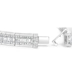 14K White Gold 7 7/8 Cttw Princess and Baguette Diamond Eternity Line Tennis Bracelet (G-H Color, SI1-SI2 Clarity) - 7" Inches