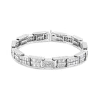 14K White Gold 10 5/8 Cttw Diamond Panel Link Bracelet  - 7" Inches