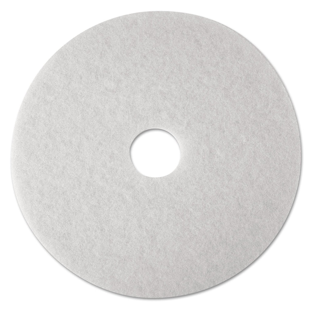 3M Low-Speed Super Polishing Floor Pads 4100, 24" Diameter, White, 5/Carton