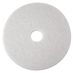 3M Low-Speed Super Polishing Floor Pads 4100, 24" Diameter, White, 5/Carton