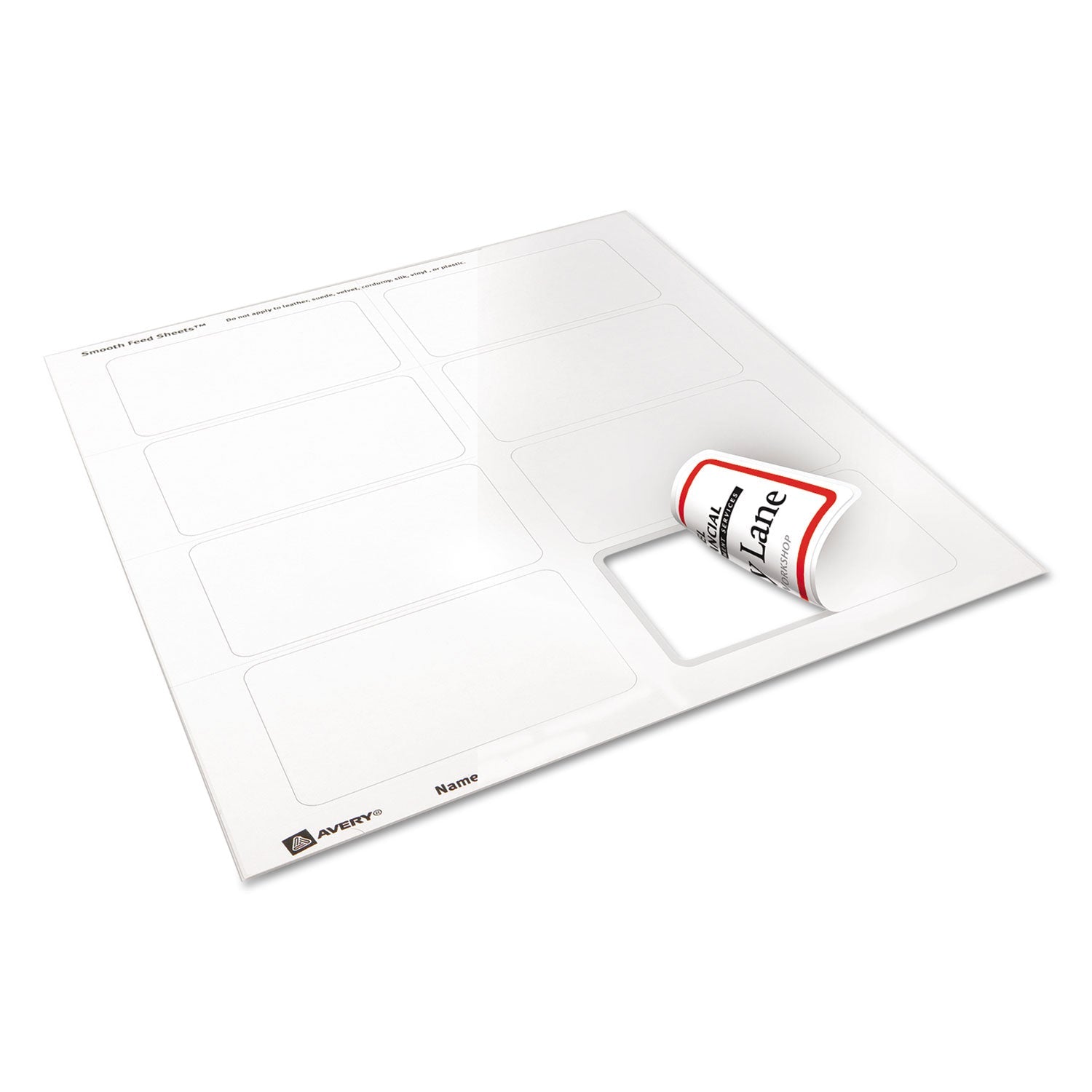Avery Flexible Adhesive Name Badge Labels, 3.38 x 2.33, White/Red Border, 400/Box