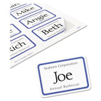 Avery Flexible Adhesive Name Badge Labels, 3.38 x 2.33, White/Blue Border, 400/Box
