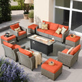 10 Piece Outdoor Patio Furniture Set with Fire Pit