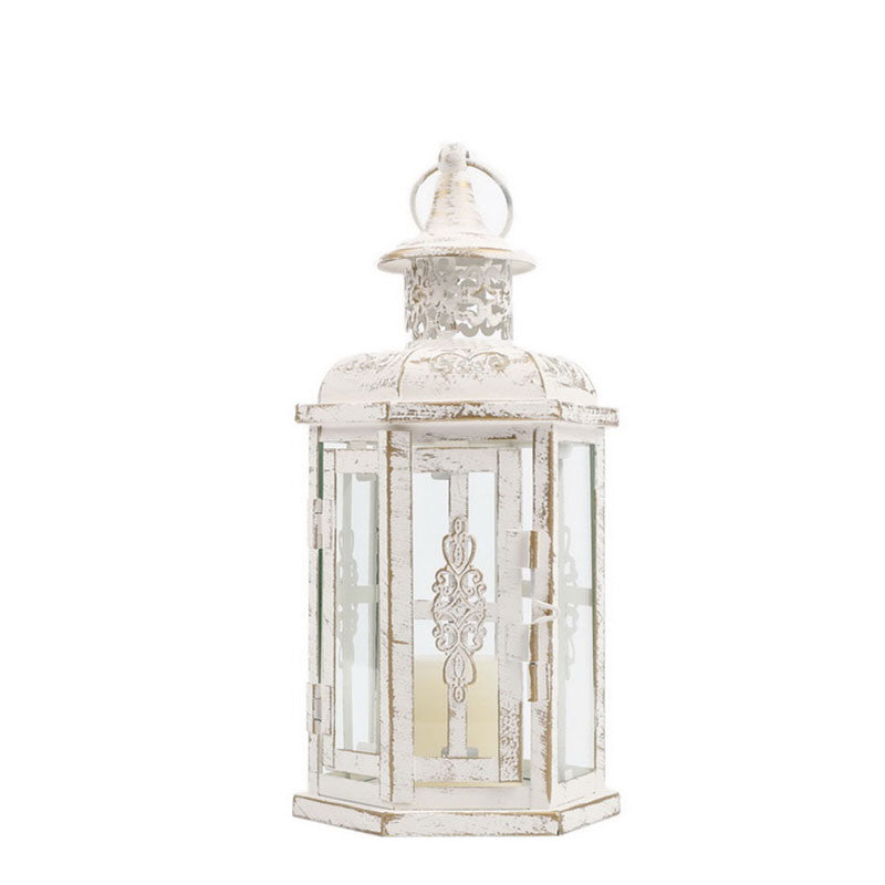 10 inch High Vintage Style Hanging Lantern Metal Candleholder
