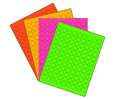 3/4" Printable Circle Labels - Neon Variety Pack: 25 Sheets/Pack