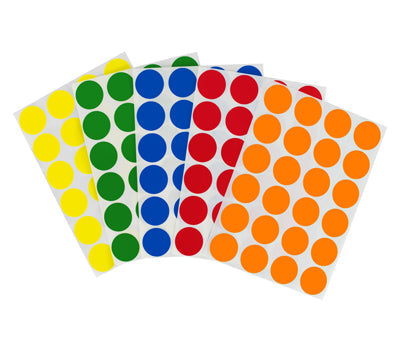 3/4" Removable Round Color-Code Sheeted Dot Pack (Standard): 1,200/Pack