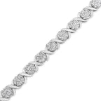 14K White Gold 6-1/3 Cttw Round Brilliant-Cut Diamond Round Cluster & X-Link 7" Tennis Bracelet (I-J Color, SI2-I1 Clarity)