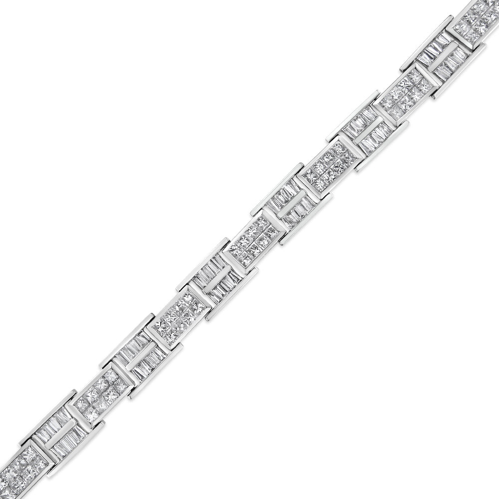14K White Gold 10 5/8 Cttw Diamond Panel Link Bracelet  - 7" Inches