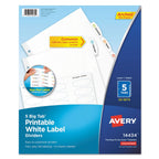 Avery Big Tab Printable White Label Tab Dividers, 5-Tab, 11 x 8.5, White, 20 Sets
