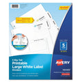 Avery Big Tab Printable Large White Label Tab Dividers, 5-Tab, 11 x 8.5, White, 20 Sets