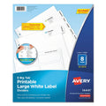 Avery Big Tab Printable Large White Label Tab Dividers, 8-Tab, 11 x 8.5, White, 20 Sets