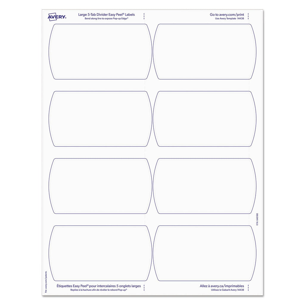 Avery Big Tab Printable Large White Label Tab Dividers, 5-Tab, 11 x 8.5, White, 20 Sets