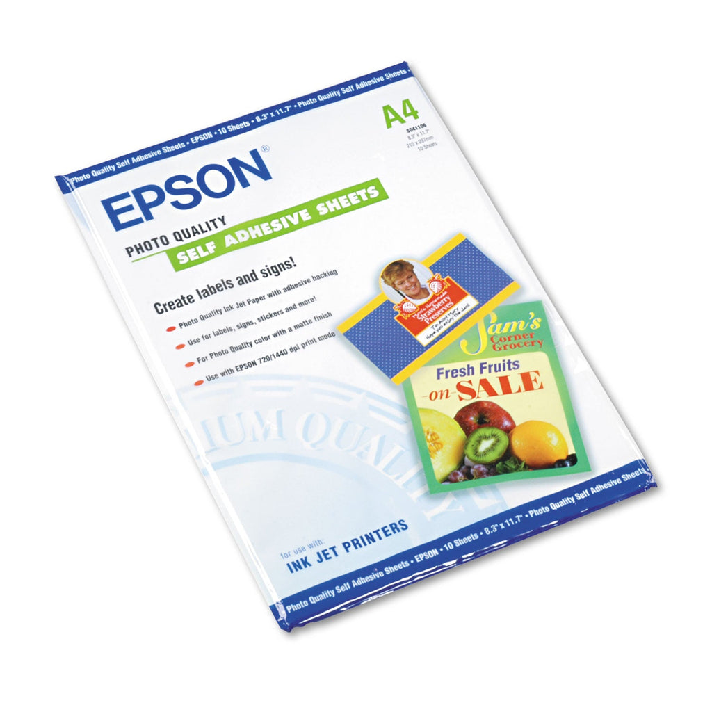 Epson Photo-Quality Self Adhesive Paper, 8.38 x 11.75, Matte White, 10/Pack