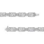14K White Gold 10 5/8 Cttw Diamond Panel Link Bracelet  - 7" Inches