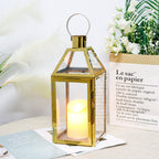 16"High Stainless Steel Candle Lanterns(Gold）