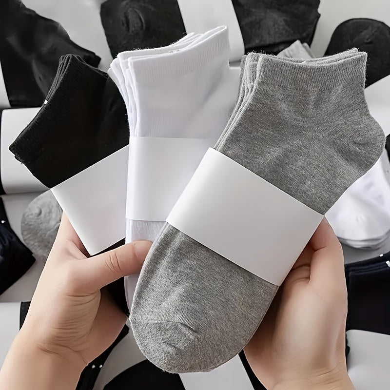 1/3/6/9/15 Pairs Simple Solid Socks, Unisex All-match Low Cut Ankle Socks, Women's Stockings & Hosiery
