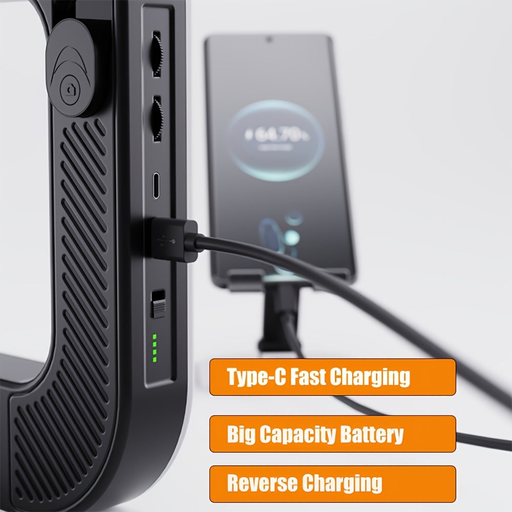 2025 NEWS Smartphone Video Rig With Light, 8000mAh Build-in Battery, Cell Phone Handheld Stabilizer With Ring Light 2500-8500k Selfie Light For Camera, Smartphone, Action Camera, Setup, Filmmaking, Makeup, Vlogging