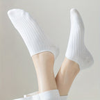 1/5 Pairs No Show Solid Socks, Simple & Breathable Unisex Boat Socks, Women's Stockings & Hosiery