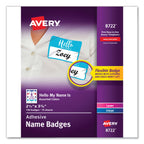 Avery Flexible Adhesive Name Badge Labels, "Hello", 3 3/8 x 2 1/3, Assorted, 120/PK