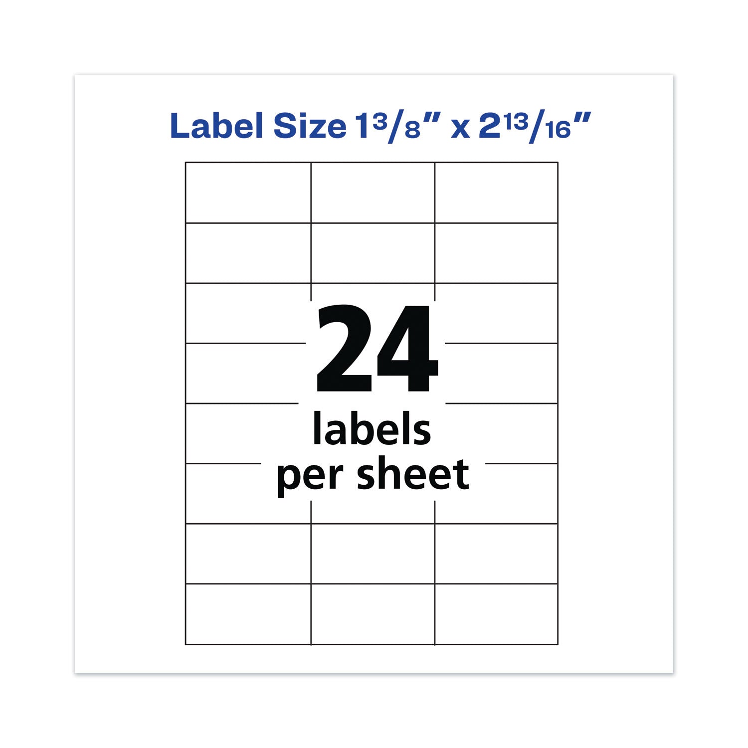 Avery Copier Mailing Labels, Copiers, 1.38 x 2.81, White, 24/Sheet, 100 Sheets/Box