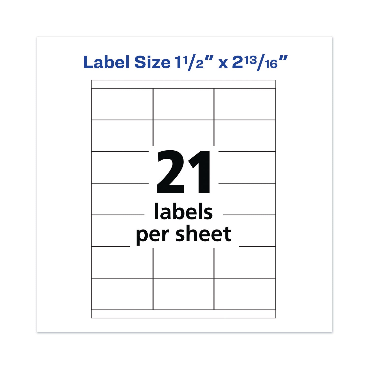 Avery Copier Mailing Labels, Copiers, 1.5 x 2.81, White, 21/Sheet, 100 Sheets/Box