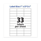 Avery Copier Mailing Labels, Copiers, 1 x 2.81, White, 33/Sheet, 100 Sheets/Box
