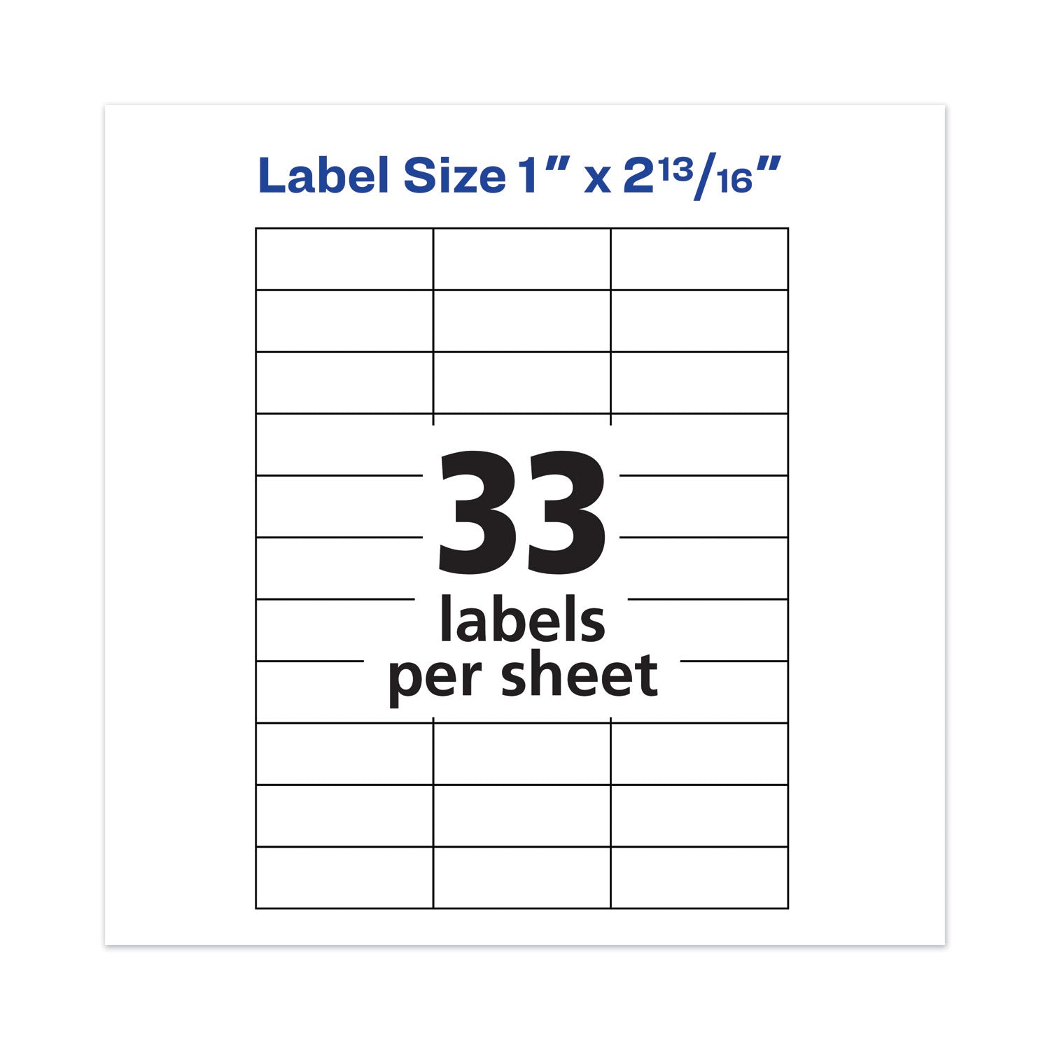 Avery Copier Mailing Labels, Copiers, 1 x 2.81, White, 33/Sheet, 250 Sheets/Box