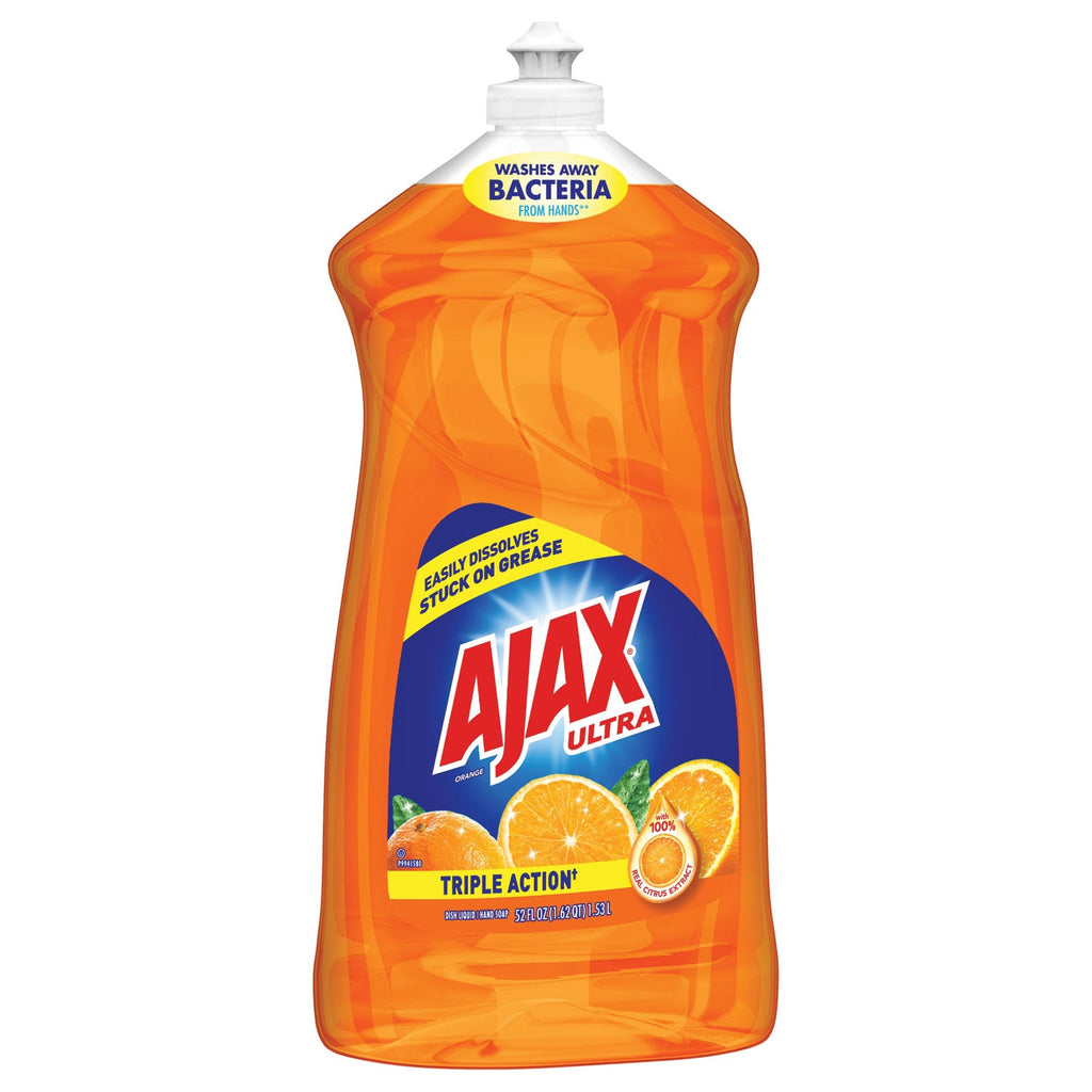 Ajax Dish Detergent, Liquid, Antibacterial, Orange, 52 oz, Bottle, 6/Carton