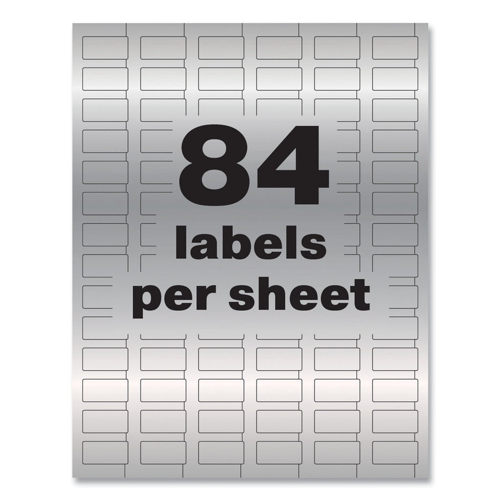 Avery PermaTrack Metallic Asset Tag Labels, Laser Printers, 0.5 x 1, Silver, 84/Sheet, 8 Sheets/Pack