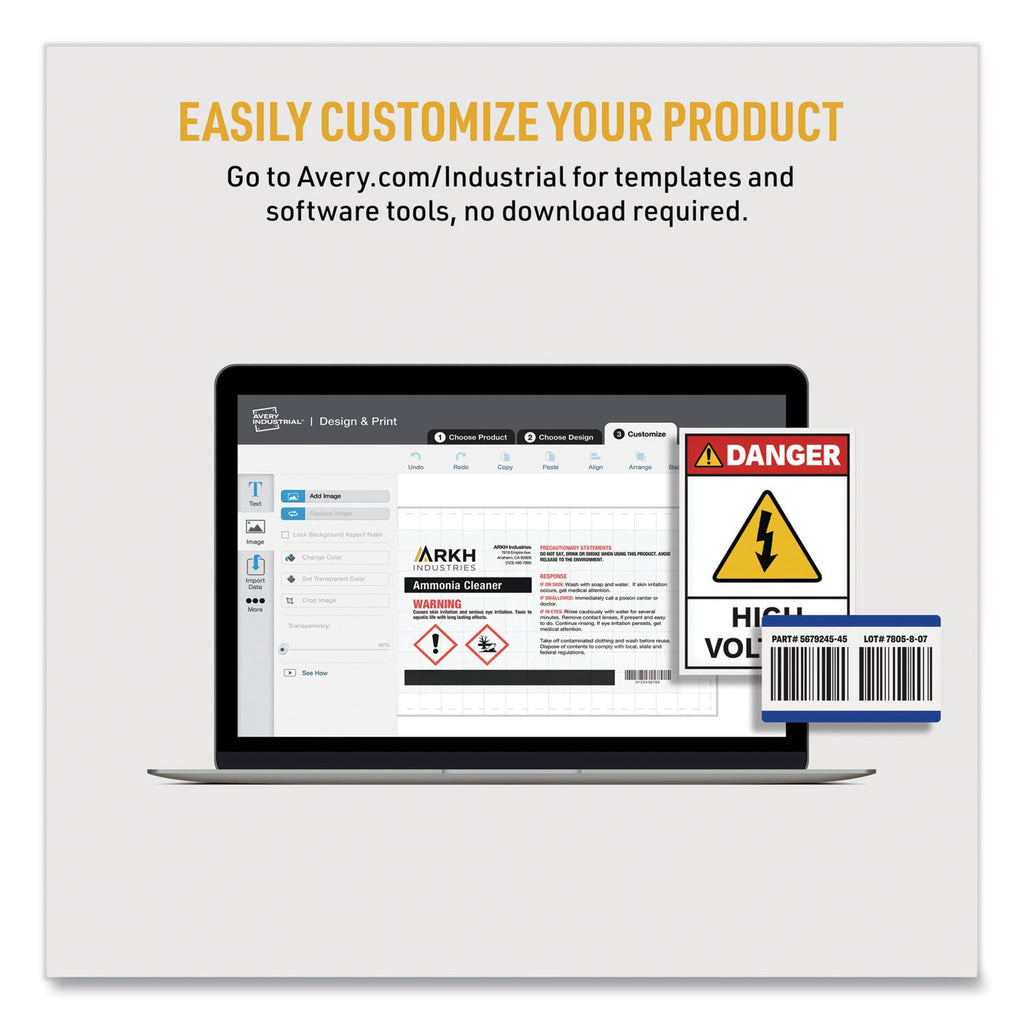 Avery PermaTrack Destructible Asset Tag Labels, Laser Printers, 2 x 3.75, White, 8/Sheet, 8 Sheets/Pack