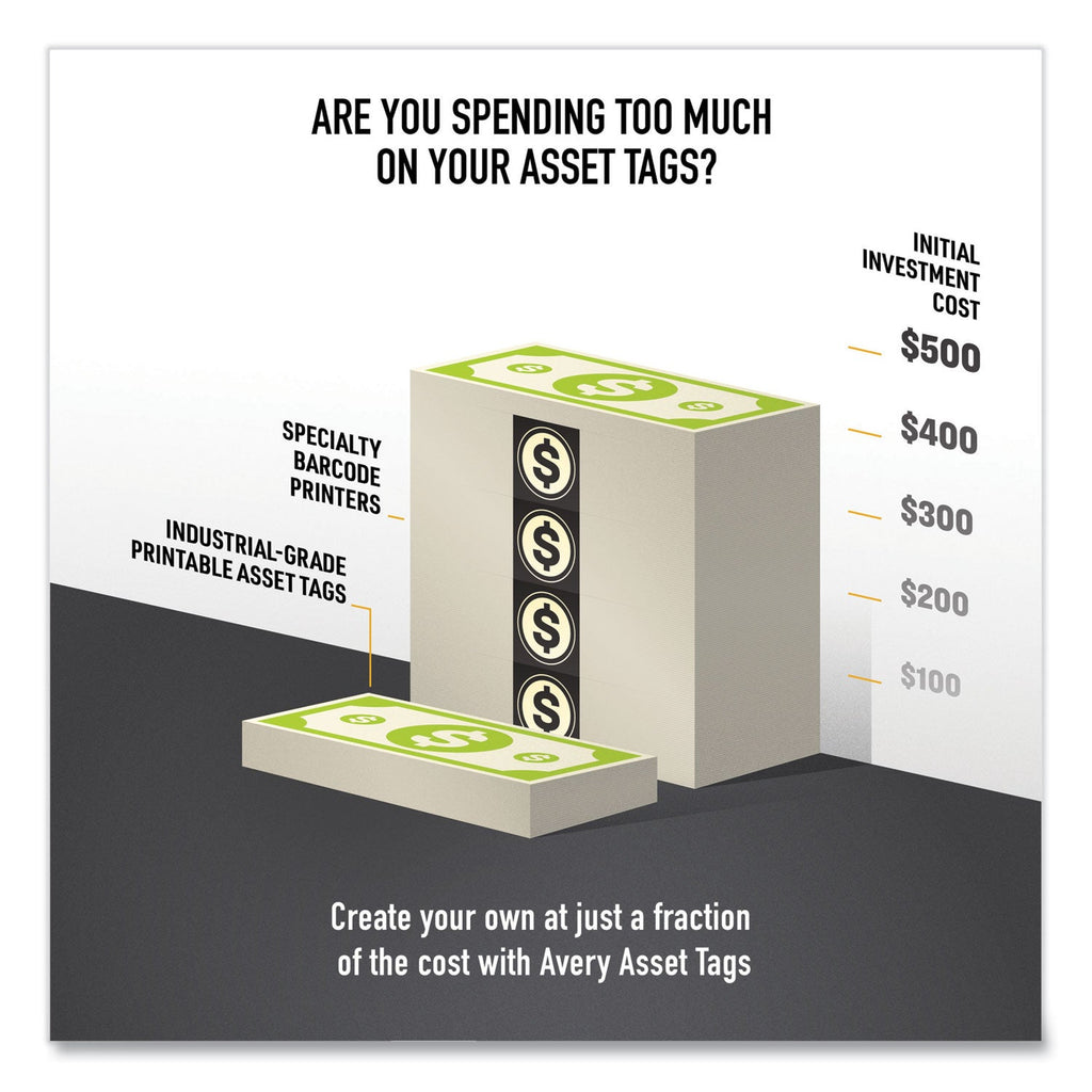 Avery PermaTrack Metallic Asset Tag Labels, Laser Printers, 0.75 x 2, Metallic Silver, 30/Sheet, 8 Sheets/Pack