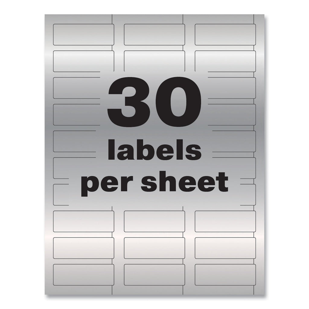 Avery PermaTrack Metallic Asset Tag Labels, Laser Printers, 0.75 x 2, Metallic Silver, 30/Sheet, 8 Sheets/Pack