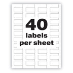 Avery PermaTrack Durable White Asset Tag Labels, Laser Printers, 0.75 x 1.5, White, 40/Sheet, 8 Sheets/Pack
