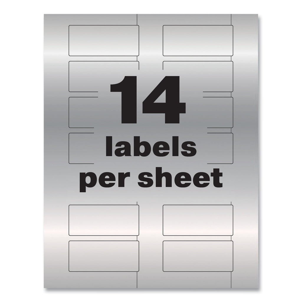 Avery PermaTrack Metallic Asset Tag Labels, Laser Printers, 1.25 x 2.75, Silver, 14/Sheet, 8 Sheets/Pack