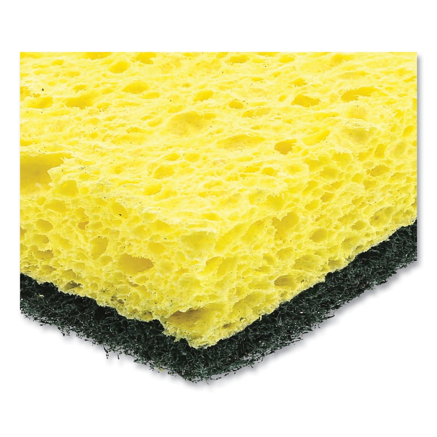 AmerCareRoyal Heavy-Duty Scrubbing Sponge, 3.5 x 6, 0.85" Thick, Yellow/Green, 20/Carton
