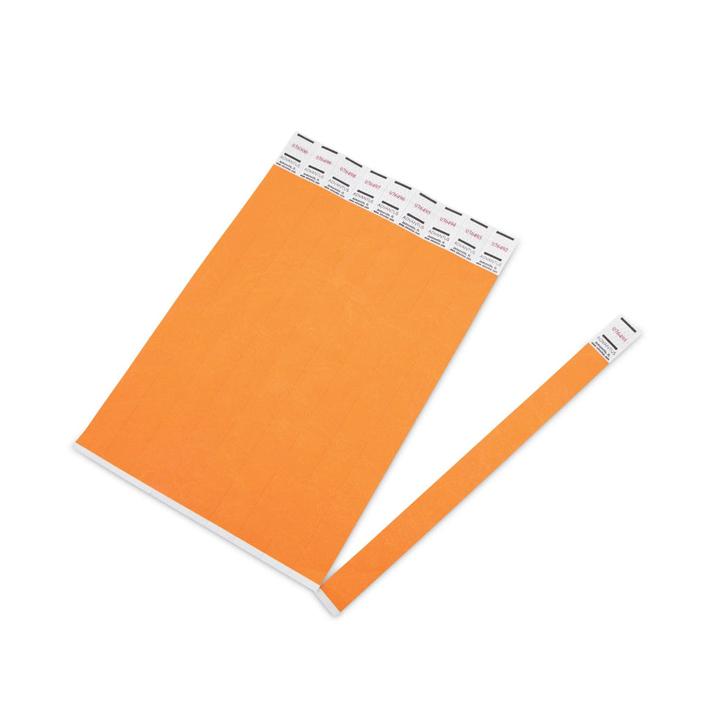 Advantus Crowd Management Wristbands, Sequentially Numbered, 9.75" x 0.75", Neon Orange, 500/Pack