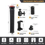 12" Flexible Mini Travel Tripod, Small Smartphone Holder For IPhone, Samsung Galaxy, GoPro Action Camera Mount, 360° Ball Head, Metal Hand Grip, Anti-Crack Camera Tripod For Canon Nikon, High-quality, Easy To Use